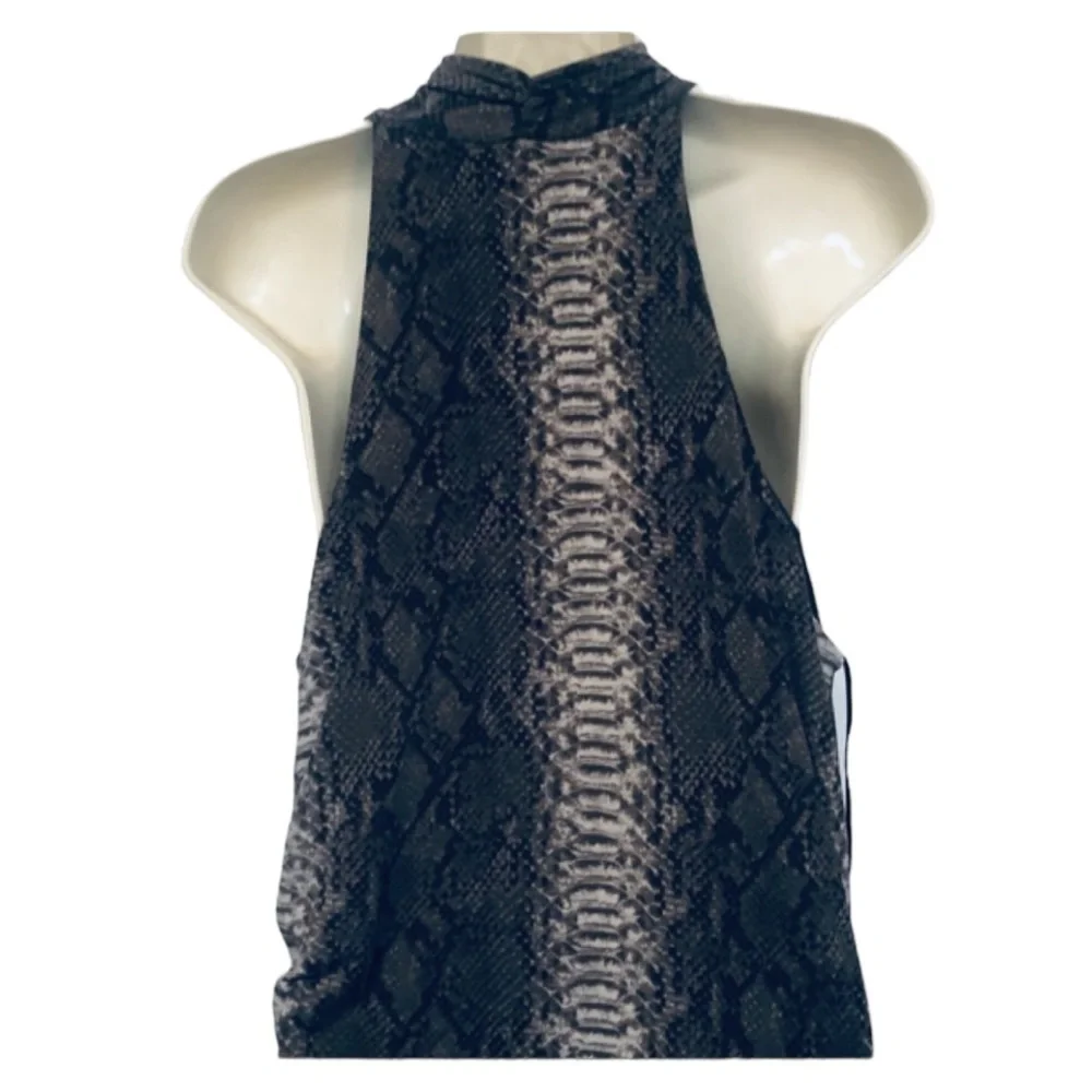 Micheal Kors size large sleeveless racerback animal print shirred midi dress